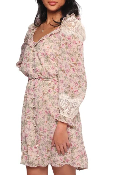 Petal And Pup Petal & Pup Sylvia Print Long Sleeve Minidress In Pink