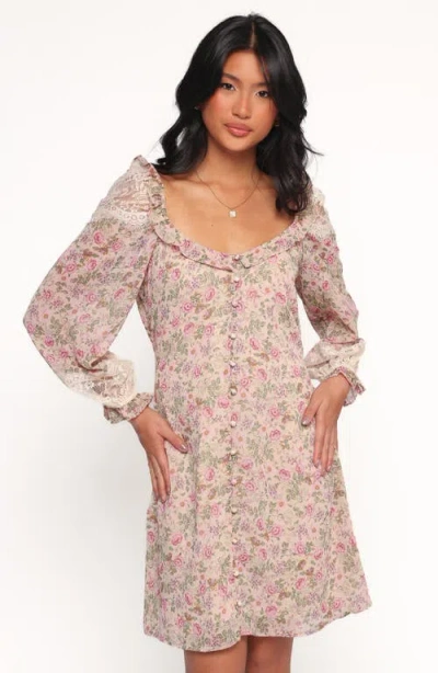 Petal And Pup Petal & Pup Sylvia Print Long Sleeve Minidress In Pink