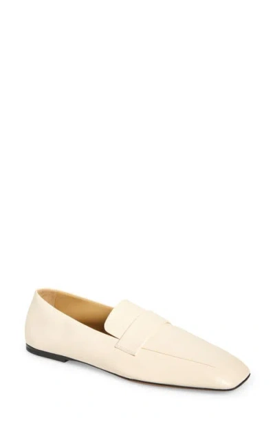 The Row Leather Square-toe Loafers In Nude