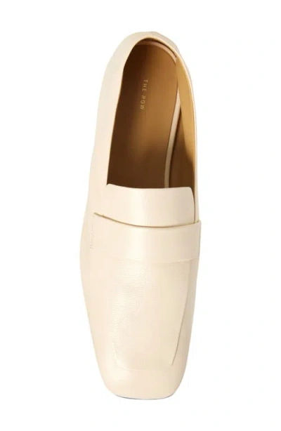 The Row Leather Square-toe Loafers In Nude