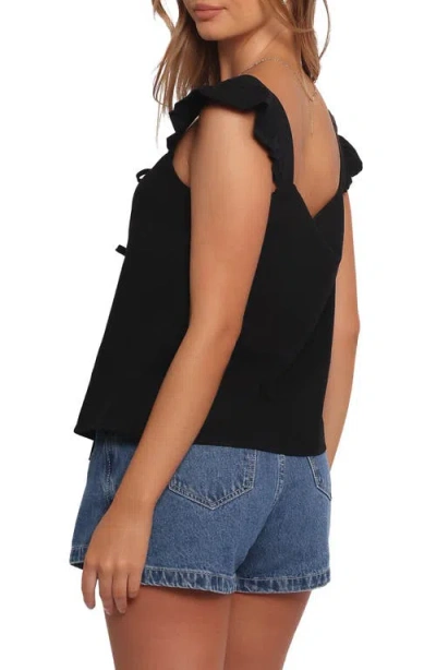 Petal And Pup Petal & Pup Elsie Cotton Tie Front Top In Black