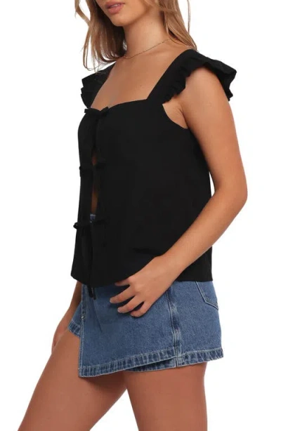 Petal And Pup Petal & Pup Elsie Cotton Tie Front Top In Black