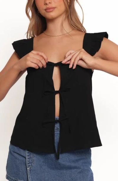 Petal And Pup Petal & Pup Elsie Cotton Tie Front Top In Black