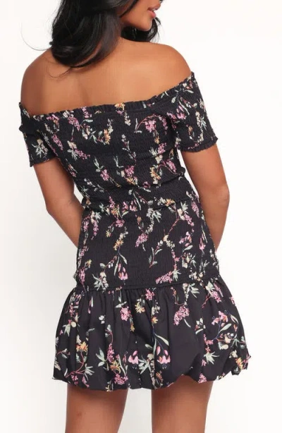Petal And Pup Petal & Pup Lewis Smocked Off The Shoulder Minidress In Black