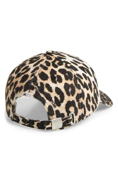 Ganni Leopard Cotton Baseball Cap In Animal Print
