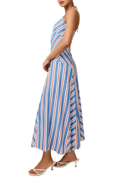 Solid & Striped The Alessio Stripe Linen Blend Halter Dress