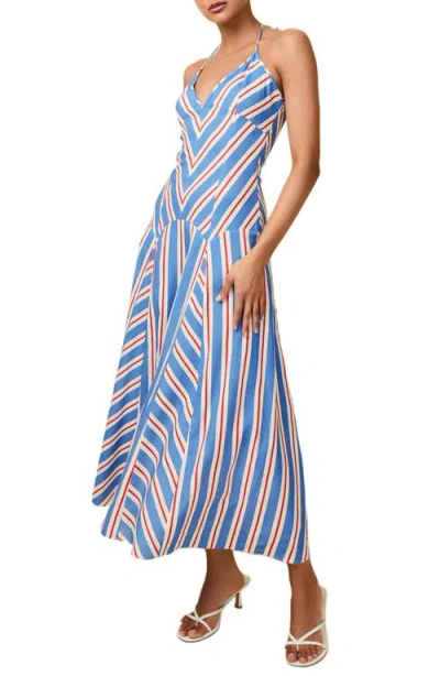 Solid & Striped The Alessio Stripe Linen Blend Halter Dress