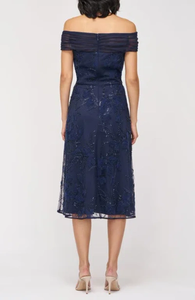 Js Collections Women's Gemma Beaded Off-the-shoulder A-line Dress In Blue