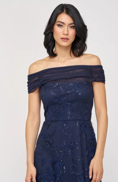Js Collections Women's Gemma Beaded Off-the-shoulder A-line Dress In Blue