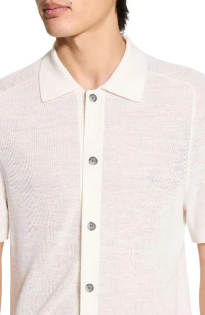 Theory Short-sleeve Button-up Shirt In Pacific Linen