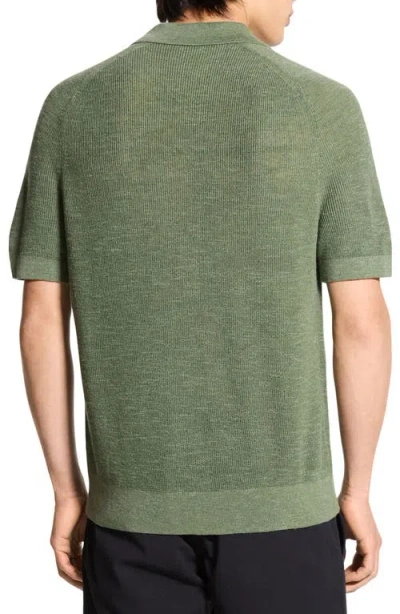 Theory Short-sleeve Button-up Shirt In Pacific Linen In Green
