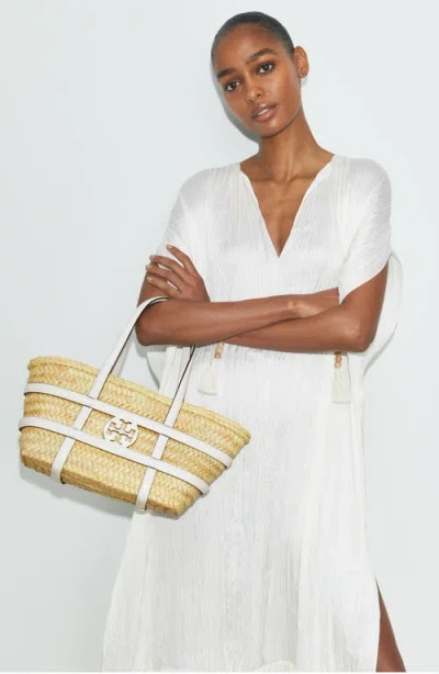 Tory Burch Natural Small Ella Straw Basket Tote In Neutral
