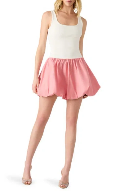 Steve Madden Linnea Mixed Media Bubble Hem Cotton Minidress In Multi