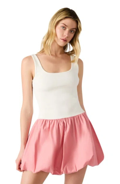 Steve Madden Linnea Mixed Media Bubble Hem Cotton Minidress In Multi