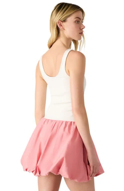 Steve Madden Linnea Mixed Media Bubble Hem Cotton Minidress In Multi