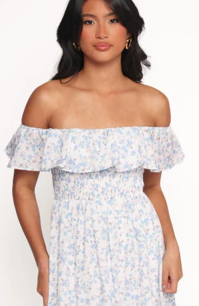 Petal And Pup Petal & Pup Priscilla Off The Shoulder Cotton Maxi Sundress In Blue