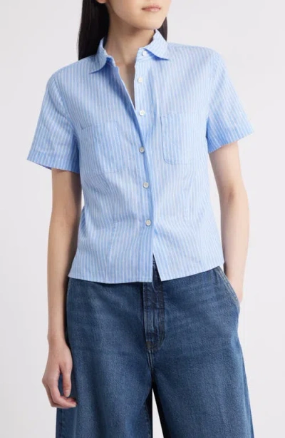 Frame The Seaside Short Sleeve Linen & Cotton Button-up Shirt