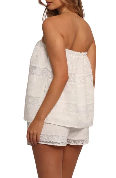 Petal And Pup Petal & Pup Wenira Lace Strapless Top & Shorts Set In White