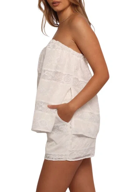 Petal And Pup Petal & Pup Wenira Lace Strapless Top & Shorts Set In White