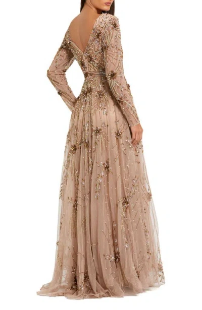 Mac Duggal 6086 Long Sleeve Formal A Line Evening Dress