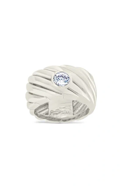 Sterling Forever Blythe Cubic Zirconia Cigar Band Ring