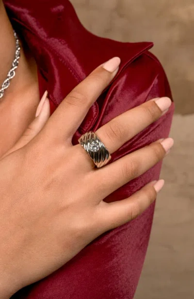 Sterling Forever Blythe Cubic Zirconia Cigar Band Ring