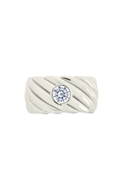 Sterling Forever Blythe Cubic Zirconia Cigar Band Ring