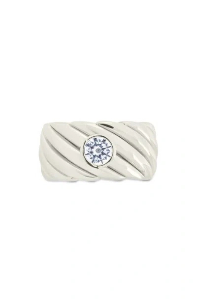 Sterling Forever Blythe Cubic Zirconia Cigar Band Ring