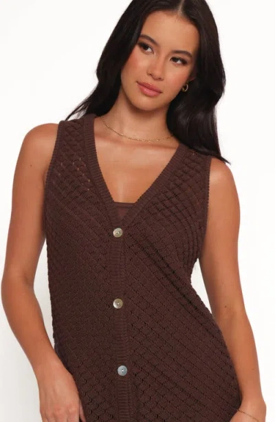 Petal And Pup Petal & Pup Luan Pointelle Stitch Cotton Minidress In Brown