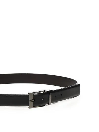 Armani Exchange Black Cow Leather Belt