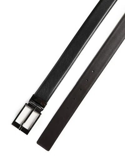 Armani Exchange Black Cow Leather Belt