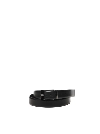 Armani Exchange Black Cow Leather Belt