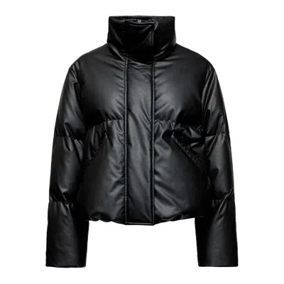 Mm6 Maison Margiela Pleather Puffer Jacket In Black
