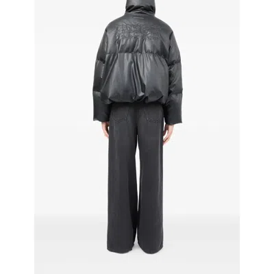 Mm6 Maison Margiela Pleather Puffer Jacket In Black