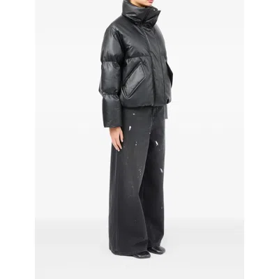 Mm6 Maison Margiela Pleather Puffer Jacket In Black