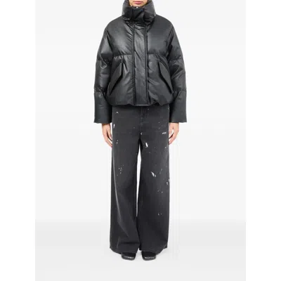 Mm6 Maison Margiela Pleather Puffer Jacket In Black