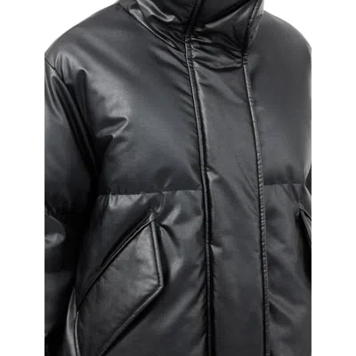 Mm6 Maison Margiela Pleather Puffer Jacket In Black