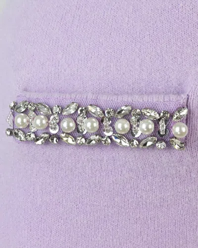 Self-portrait Knit Skirt With Crystals In Purple