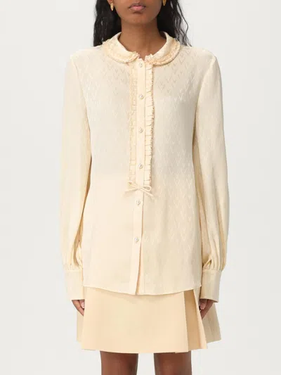 Valentino "toute La V" Silk Jacquard Shirt In Neutral