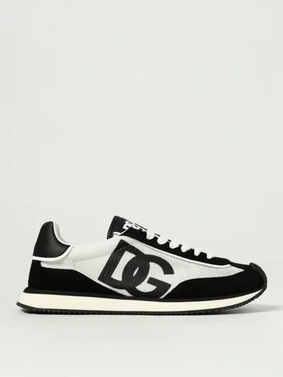 Dolce & Gabbana Men Two-tone Mesh And Suede Dg Aria Sneakers In Black