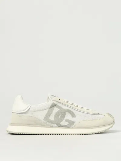 Dolce & Gabbana Calfskin Strobel Portofino Light Sneakers In White