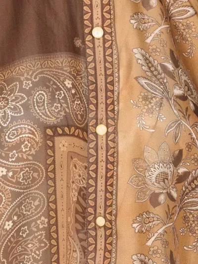 Zimmermann Lucky Manstyle Silk Shirt In Brown