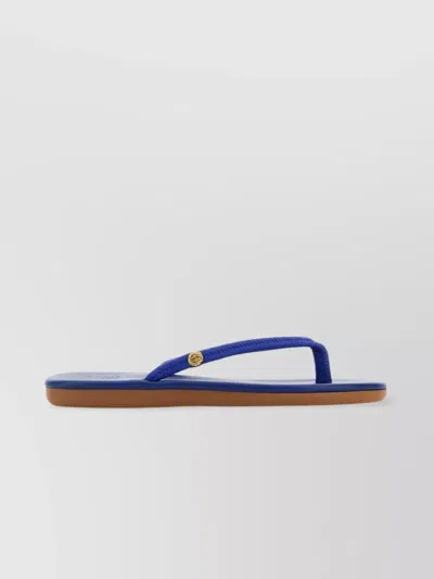 Ancient Greek Sandals Blue Fabric Saionara Thong Slippers