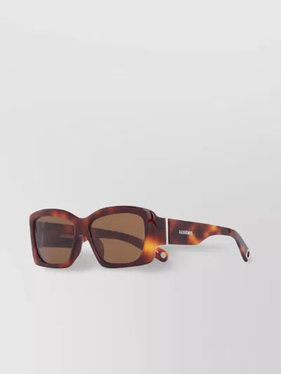 Jacquemus Rectangular Tortoiseshell Frame Sunglasses In Brown