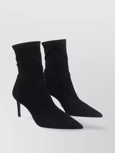 Stuart Weitzman Black Ankle Boots With Stiletto Heel And Zip Closure On The Side In Suede Woman In Black