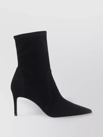 Stuart Weitzman Black Ankle Boots With Stiletto Heel And Zip Closure On The Side In Suede Woman In Black