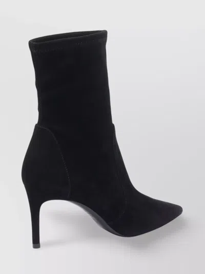 Stuart Weitzman Black Ankle Boots With Stiletto Heel And Zip Closure On The Side In Suede Woman In Black