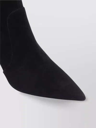 Stuart Weitzman Black Ankle Boots With Stiletto Heel And Zip Closure On The Side In Suede Woman In Black