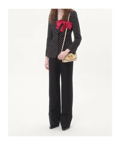 Valentino Garavani Small Leather Clutch With Adjustable Chain Strap In White