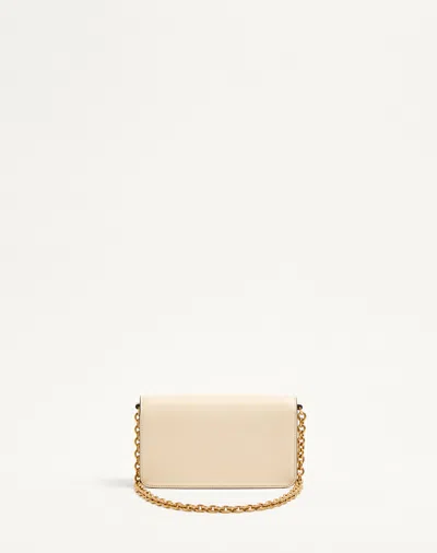 Valentino Garavani Small Leather Clutch With Adjustable Chain Strap In White